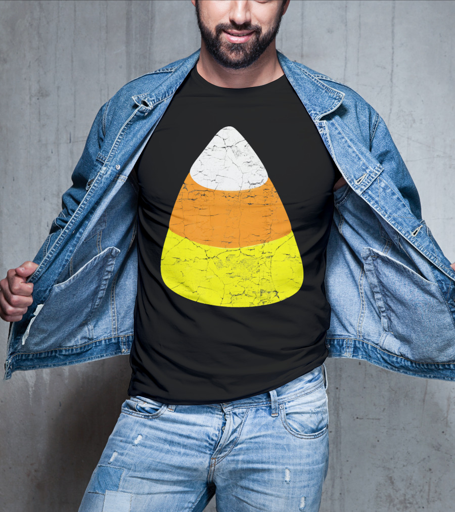 Halloween Candy Corn Vintage Crackle Texture T-Shirt