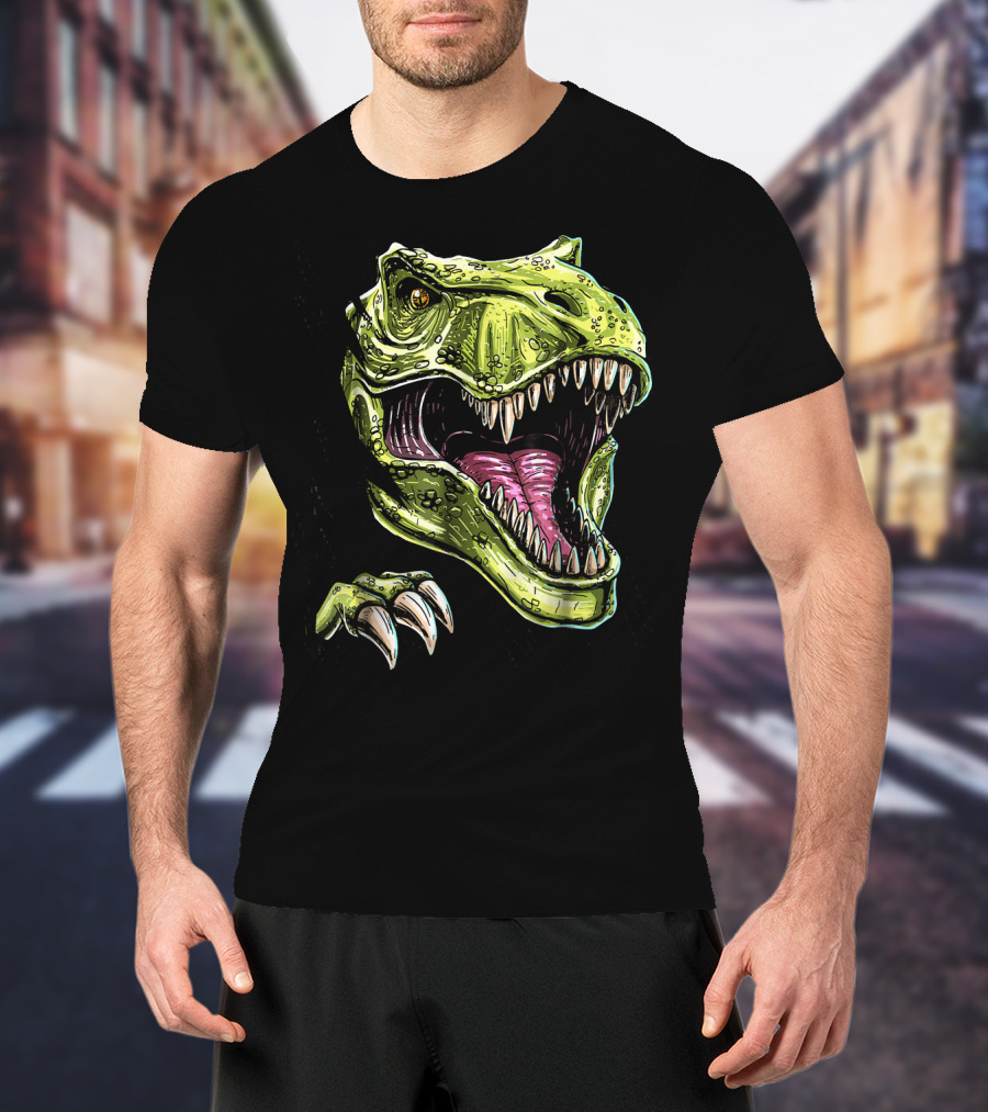 Ripped T-Rex Dinosaur Halloween Face Roar T-Shirt