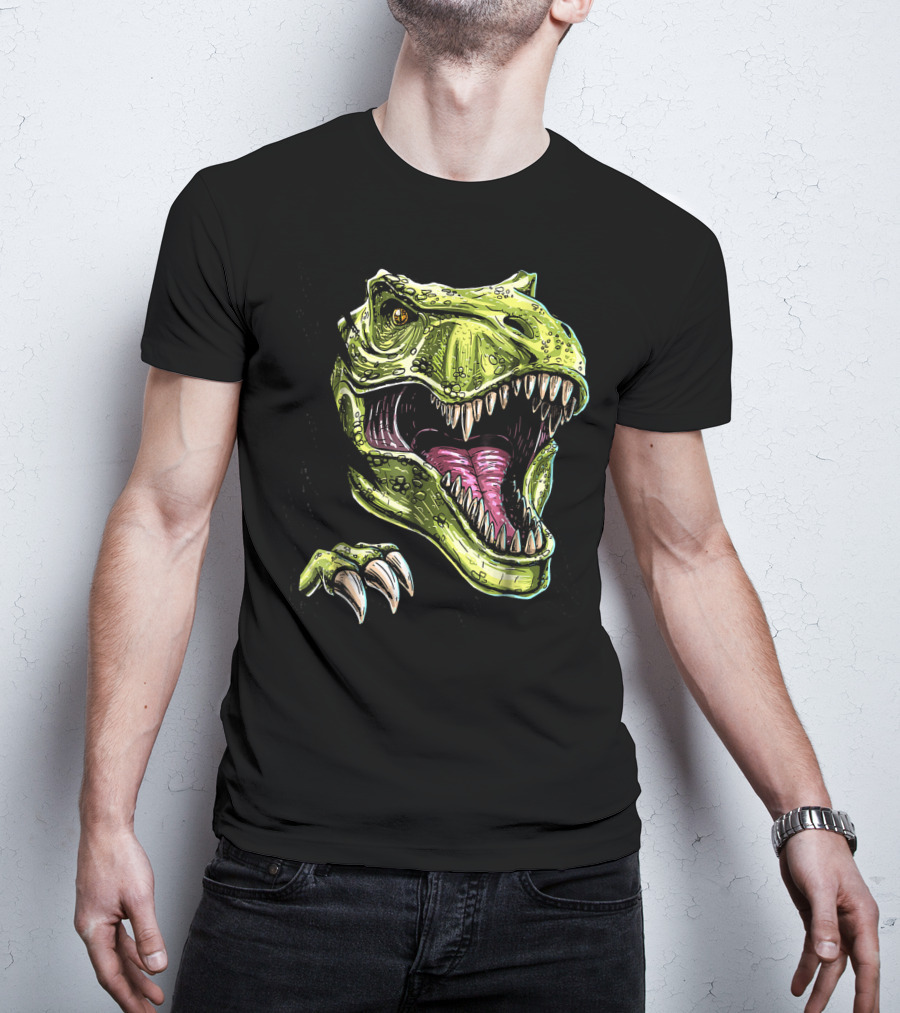 Ripped T-Rex Dinosaur Halloween Face Roar T-Shirt