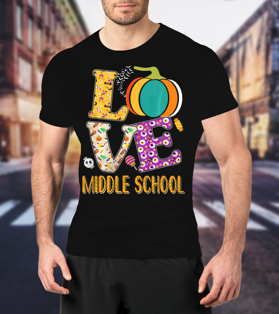 Love Middle School Halloween Pumpkin Fun T-Shirt