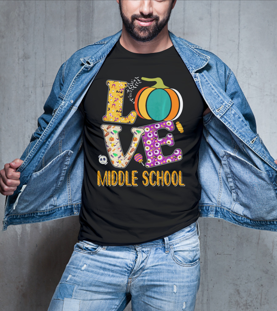 Love Middle School Halloween Pumpkin Fun T-Shirt