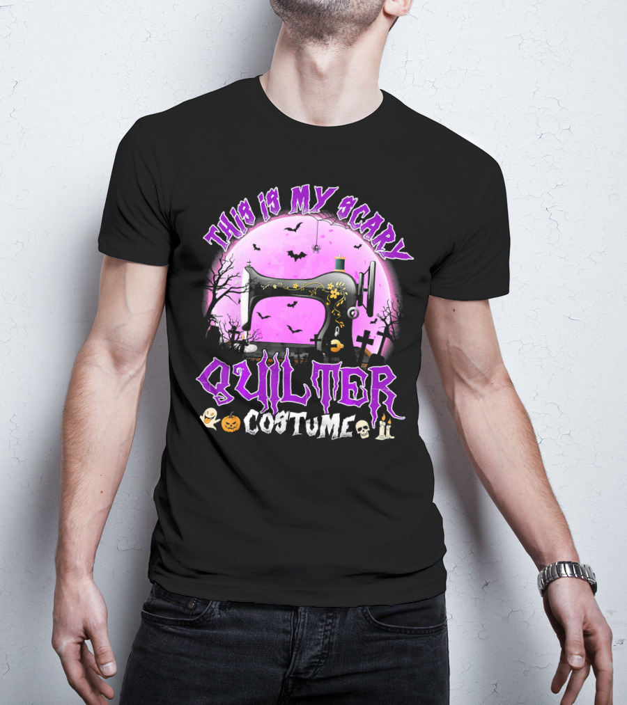 This Is My Scary Quilter Costume With Sewing Machine And Halloween Icons T-Shirt
