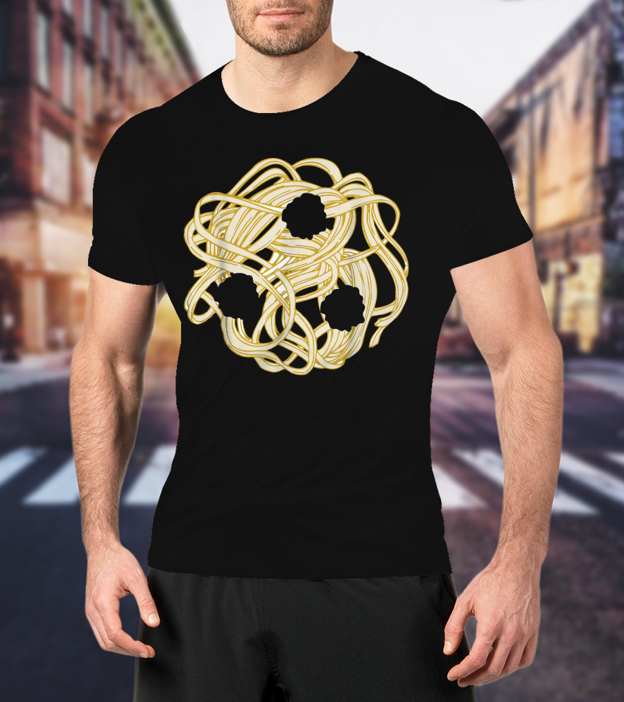 Funny Halloween Costume Spaghetti Meatball Face Plate T-Shirt