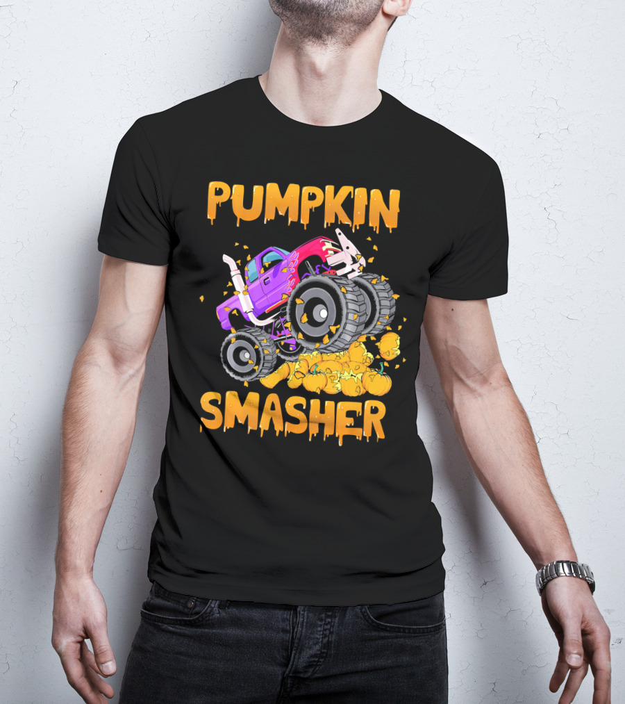 Pumpkin Smasher Halloween Monster Truck T-Shirt