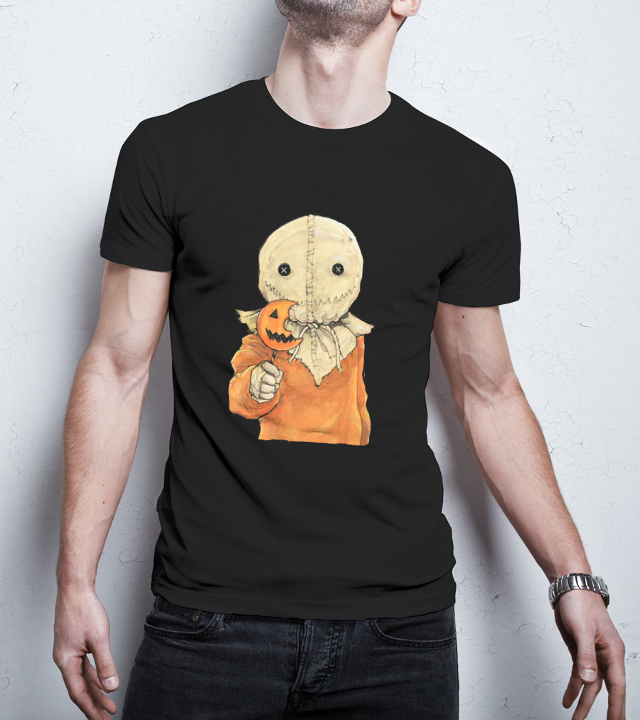 Trick R Treat Sam With Pumpkin Lollipop Cute Funny Halloween T-Shirt