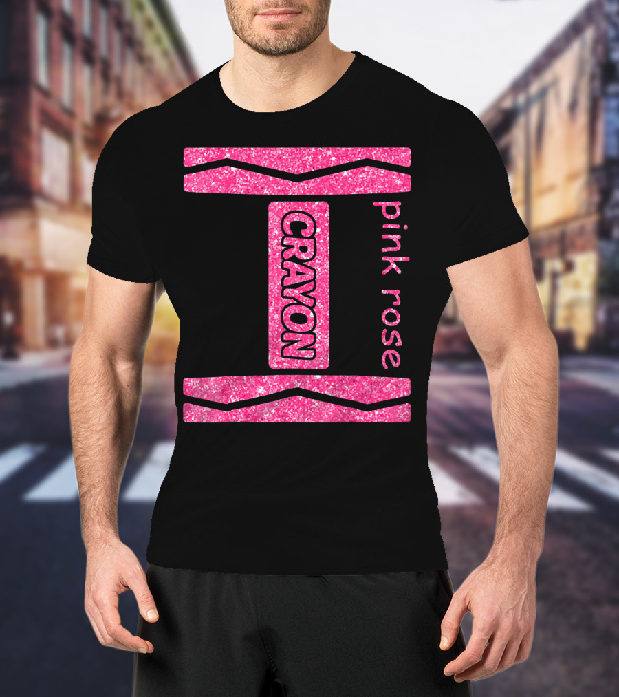 Pink Rose Crayon Halloween Couple Friend Costume T-Shirt