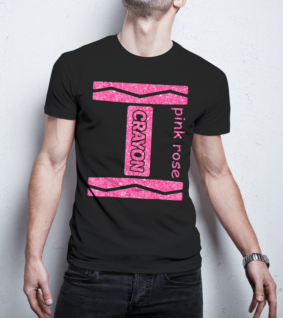 Pink Rose Crayon Halloween Couple Friend Costume T-Shirt