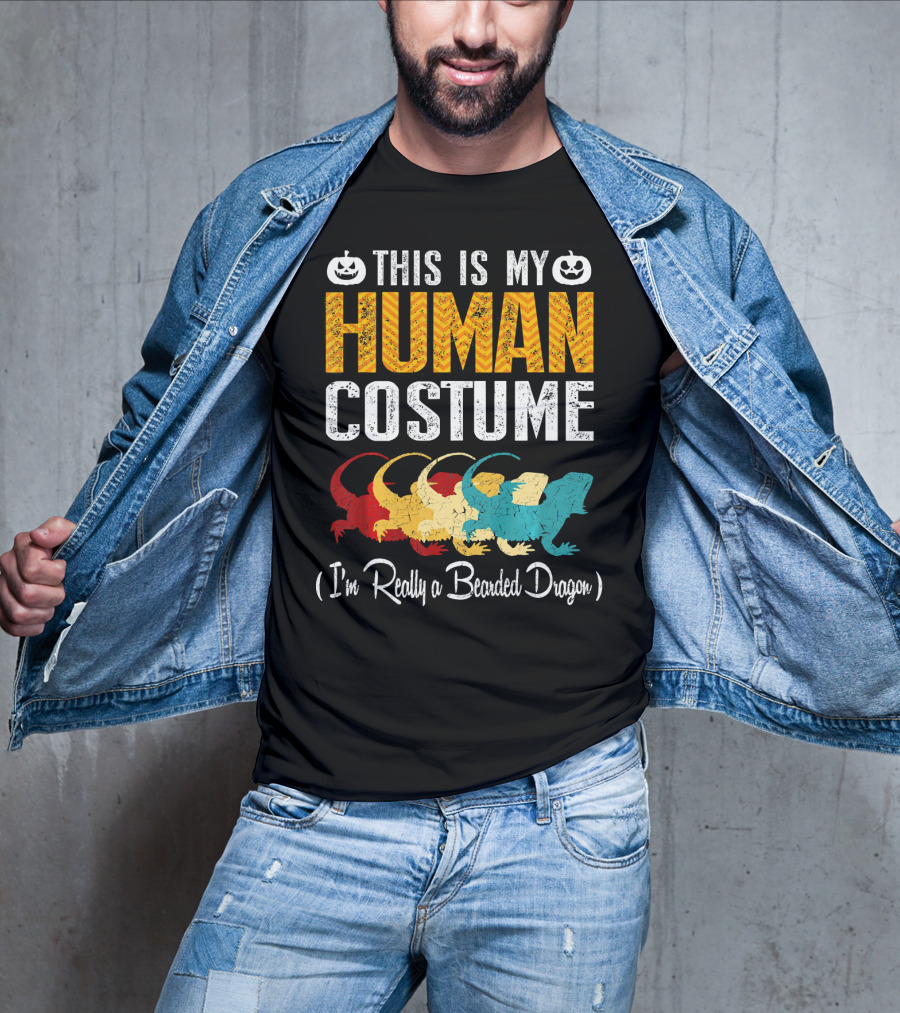 This Is My Human Costume I'm Really A Bearded Dragon Halloween Pumpkin T-Shirt