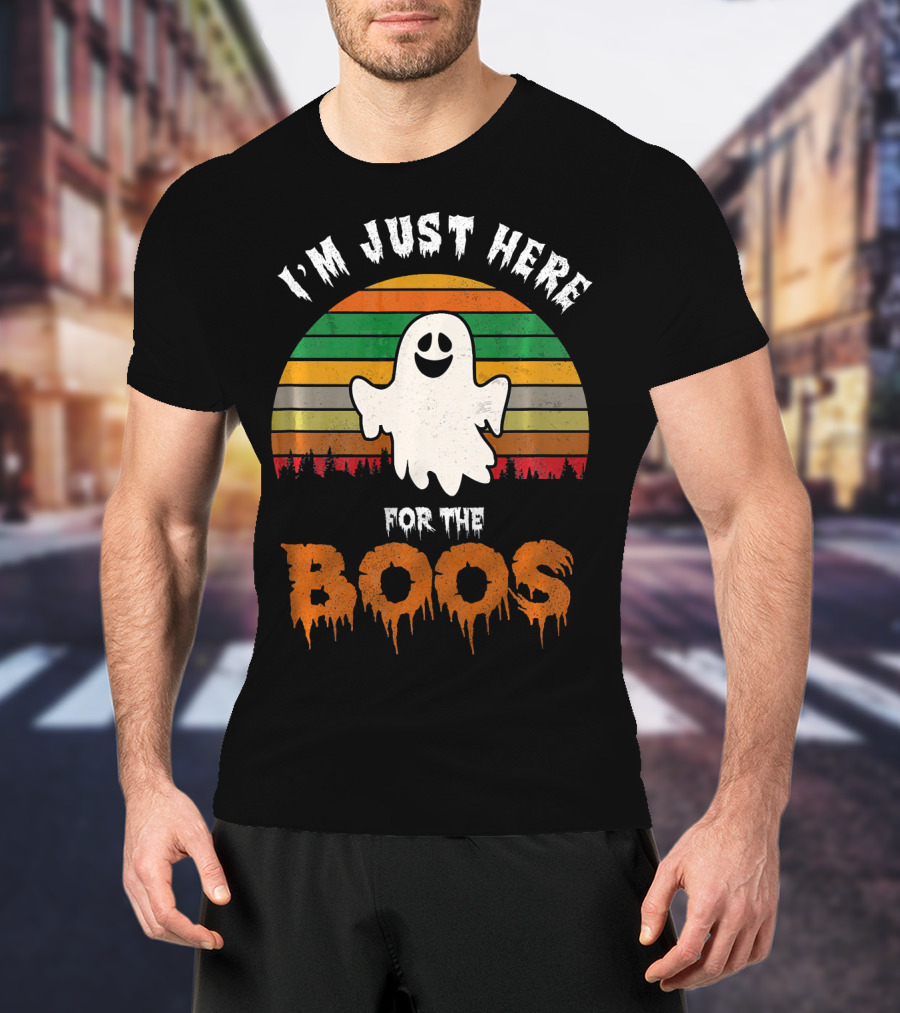I'm Just Here For The Boos Ghost Retro Halloween T-Shirt