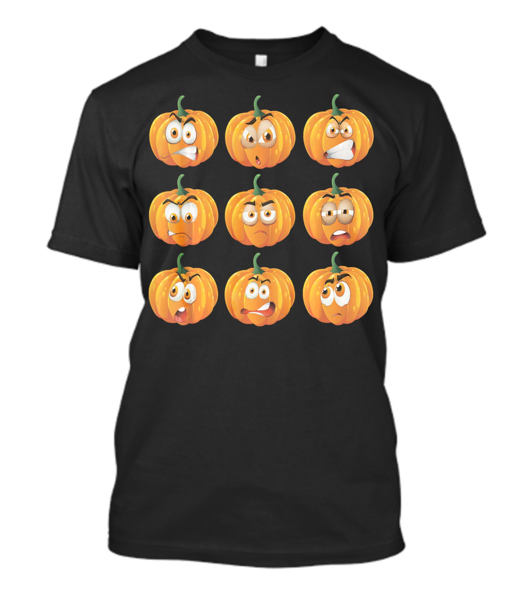 Pumpkin Emoji Faces Expressions Grid T-Shirt