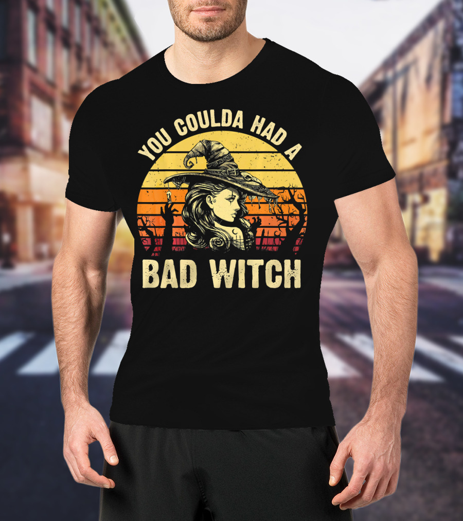 You Coulda Had A Bad Witch Vintage Sunset Halloween T-Shirt