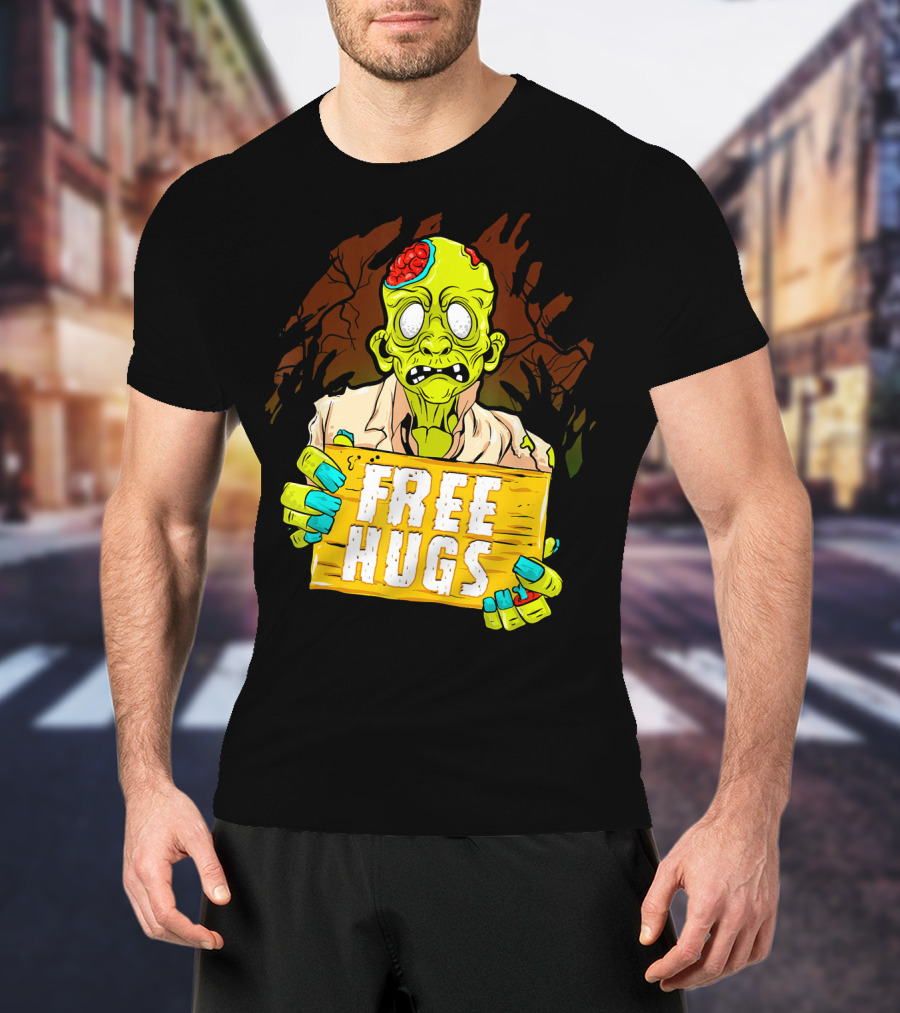 Free Hugs Creepy Zombie Funny Mens Halloween Horror T-Shirt