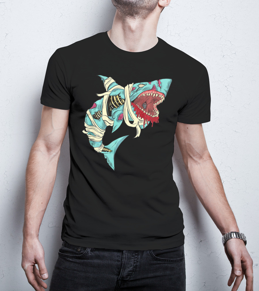 Shark Zombie Halloween Jawsome Zom Mummy Jaws T-Shirt