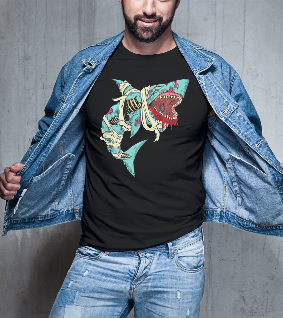 Shark Zombie Halloween Jawsome Zom Mummy Jaws T-Shirt