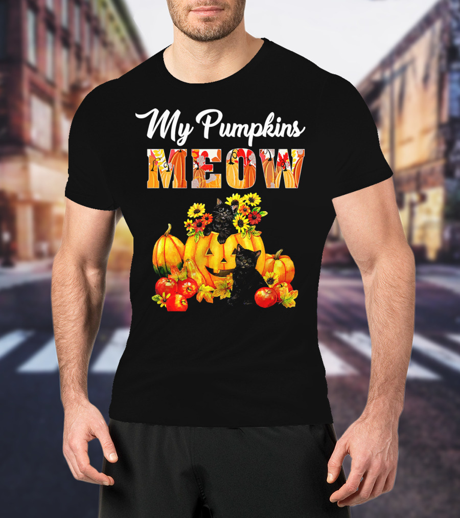 My Pumpkins Meow Cat Halloween Funny Love T-Shirt