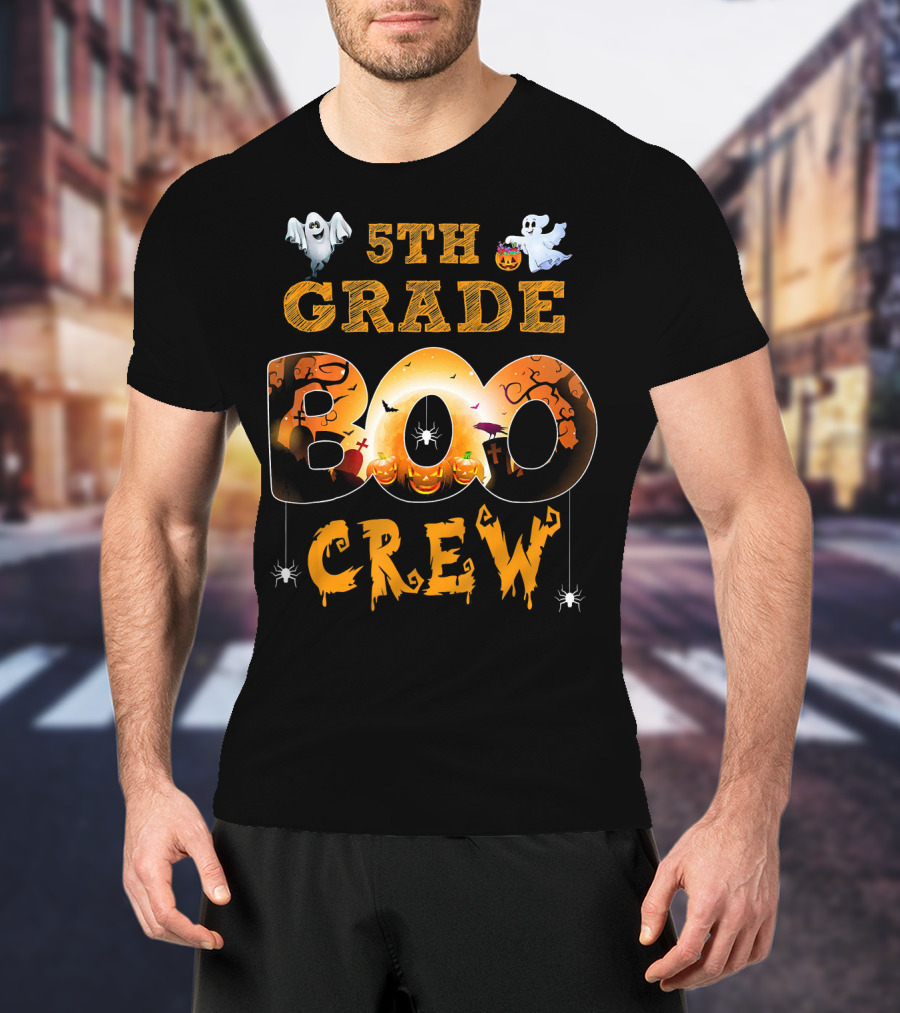 5th Grade Boo Crew Halloween Teacher Ghosts Pumpkins T-Shirt