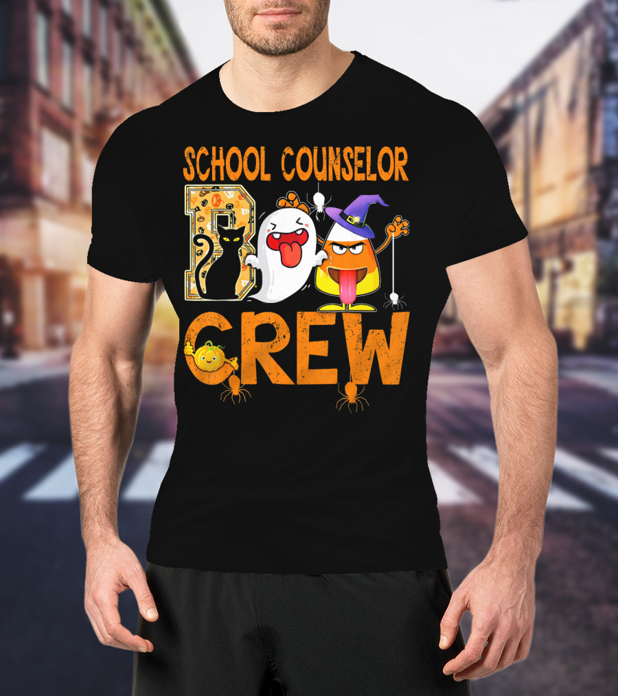 School Counselor Boo Crew Cat Ghost Candy T-Shirt