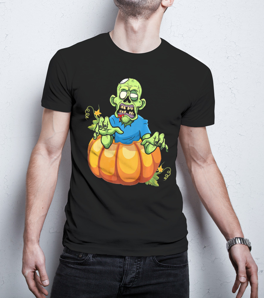 Zombie Rising From Pumpkin T-Shirt