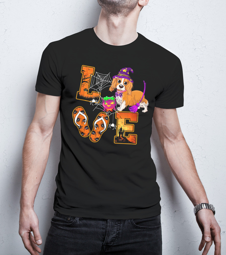 LOVE Halloween Cavalier King Charles Spaniel Dog T-Shirt
