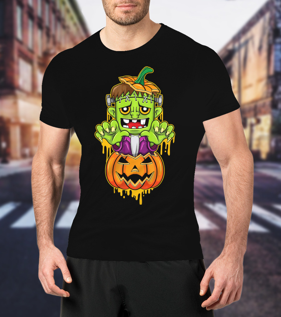 Sweet Cute Pumpkin Halloween Frankenstein Monster T-Shirt