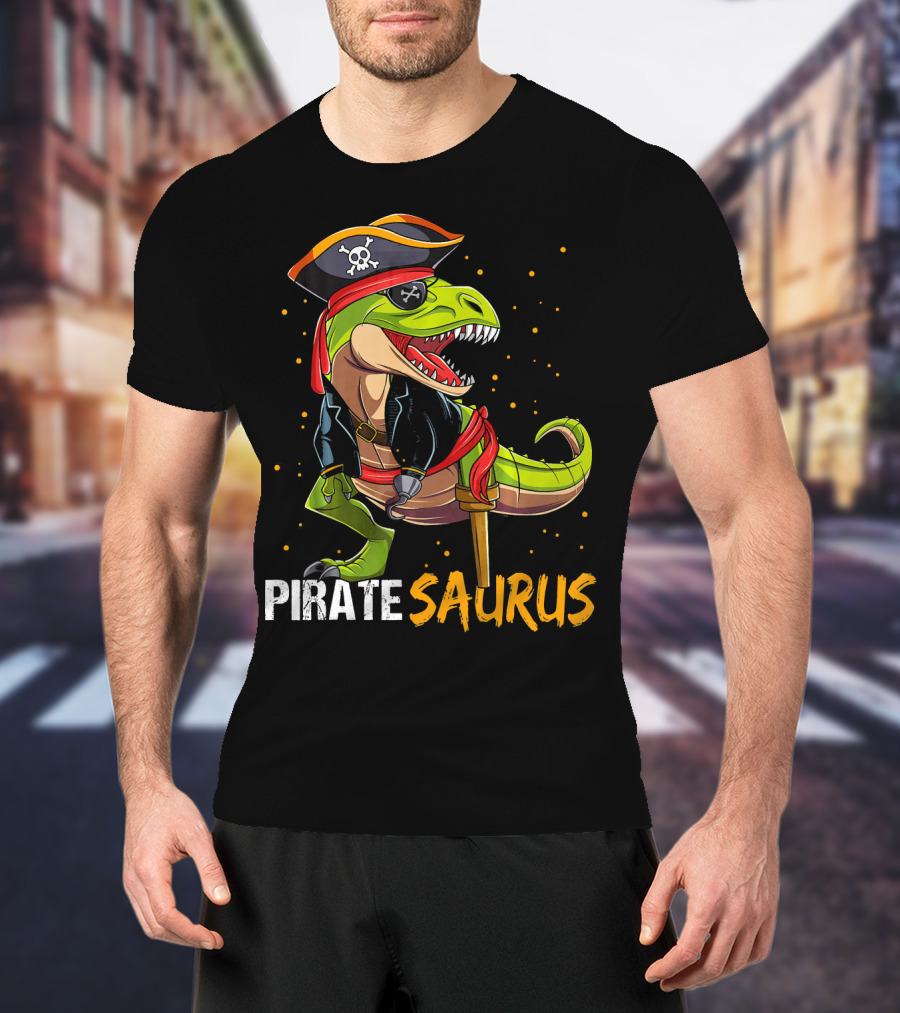 PIRATE SAURUS Dinosaur With Pirate Hat And Wooden Leg T-Shirt