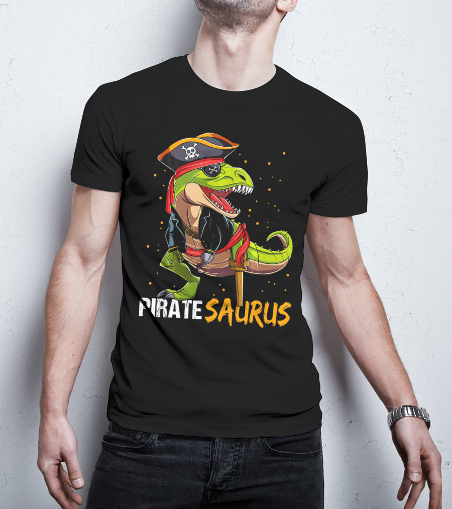 PIRATE SAURUS Dinosaur With Pirate Hat And Wooden Leg T-Shirt