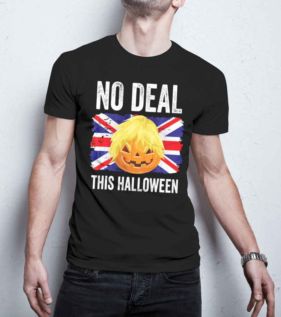 No Deal This Halloween Brexit Pumpkin UK Flag T-Shirt