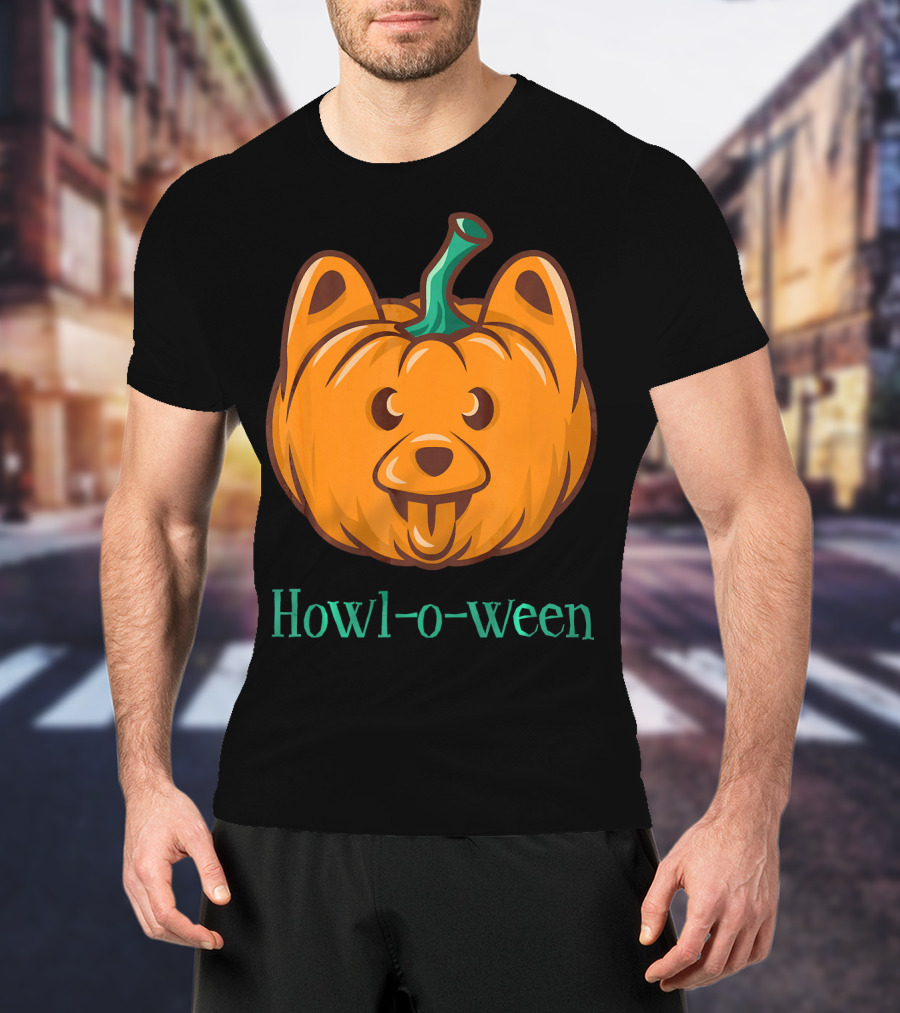 Howl-o-ween Dog Halloween Jackolantern T-Shirt