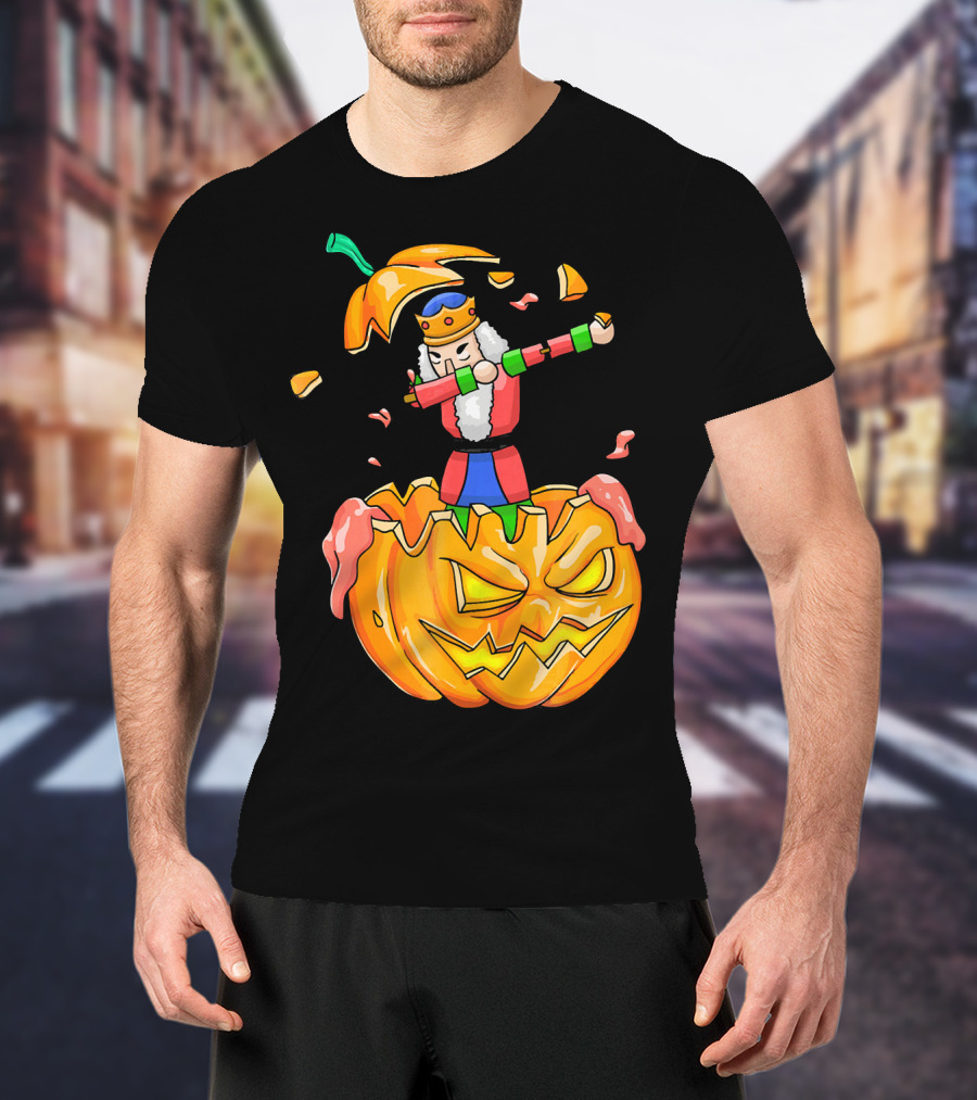 Nutcracker Dabbing On Giant Halloween Pumpkin Fun T-Shirt