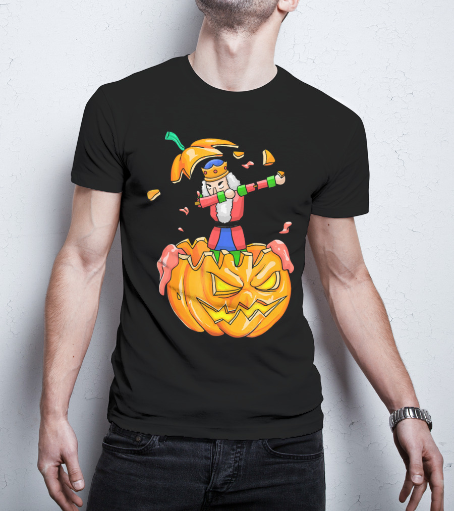 Nutcracker Dabbing On Giant Halloween Pumpkin Fun T-Shirt