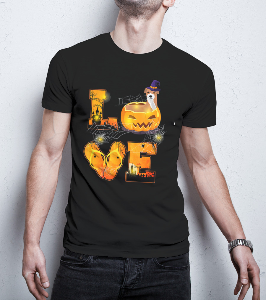 LOVE Halloween Pumpkin Italian Greyhound Spider Webs T-Shirt