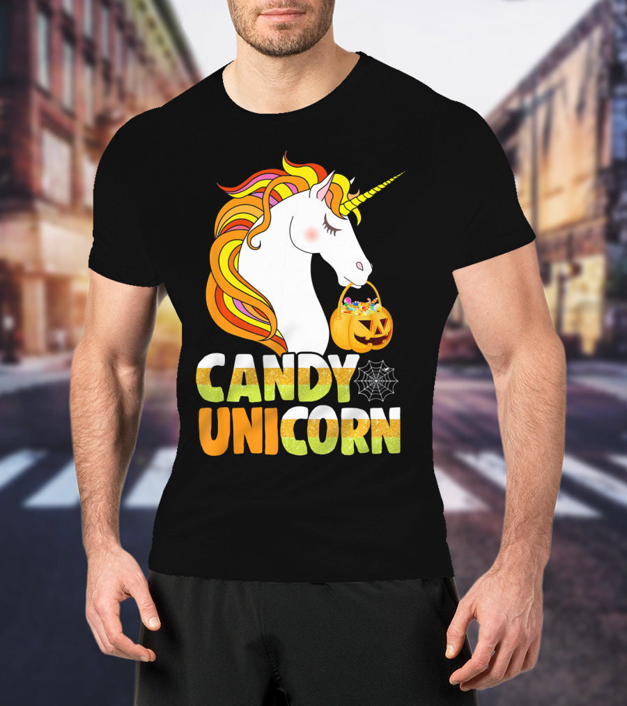 Candy Unicorn Halloween Basket T-Shirt