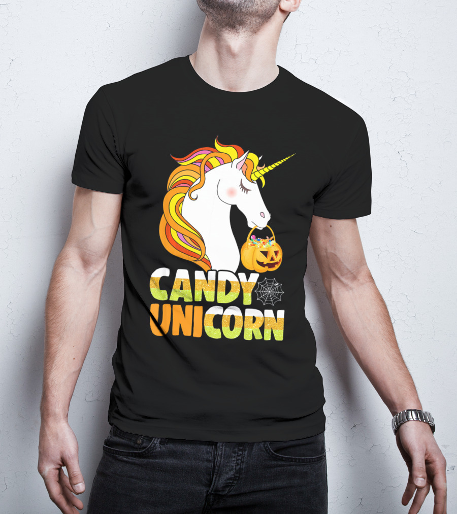 Candy Unicorn Halloween Basket T-Shirt