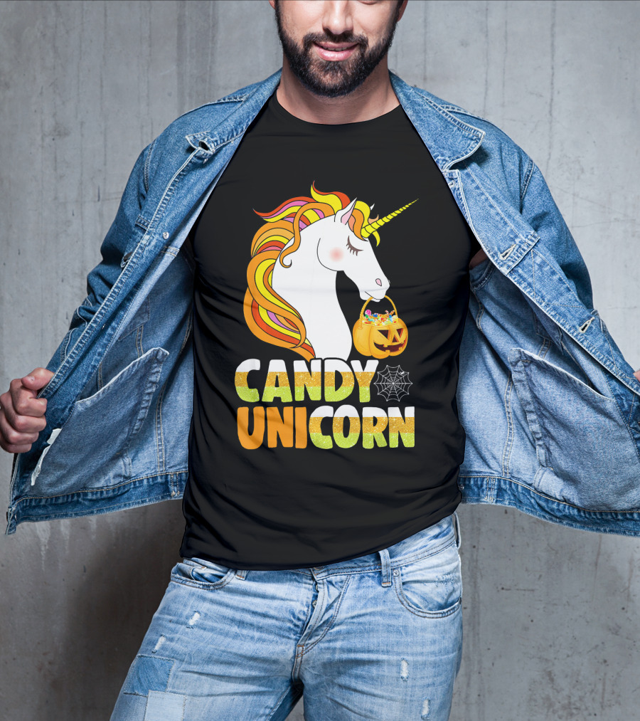 Candy Unicorn Halloween Basket T-Shirt