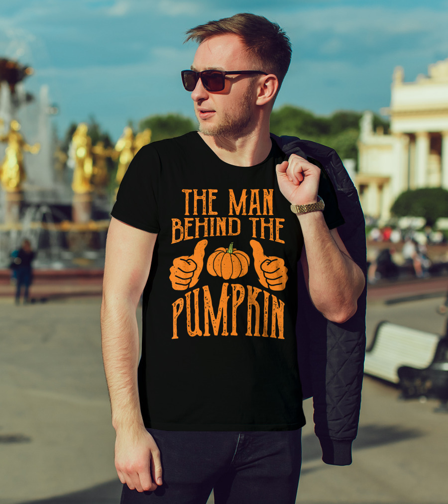 The Man Behind The Pumpkin Halloween Pregnancy Funny Man T-Shirt