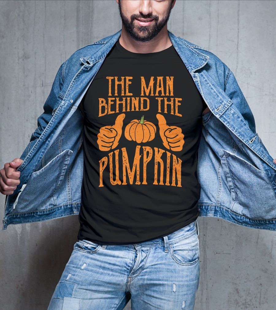 The Man Behind The Pumpkin Halloween Pregnancy Funny Man T-Shirt