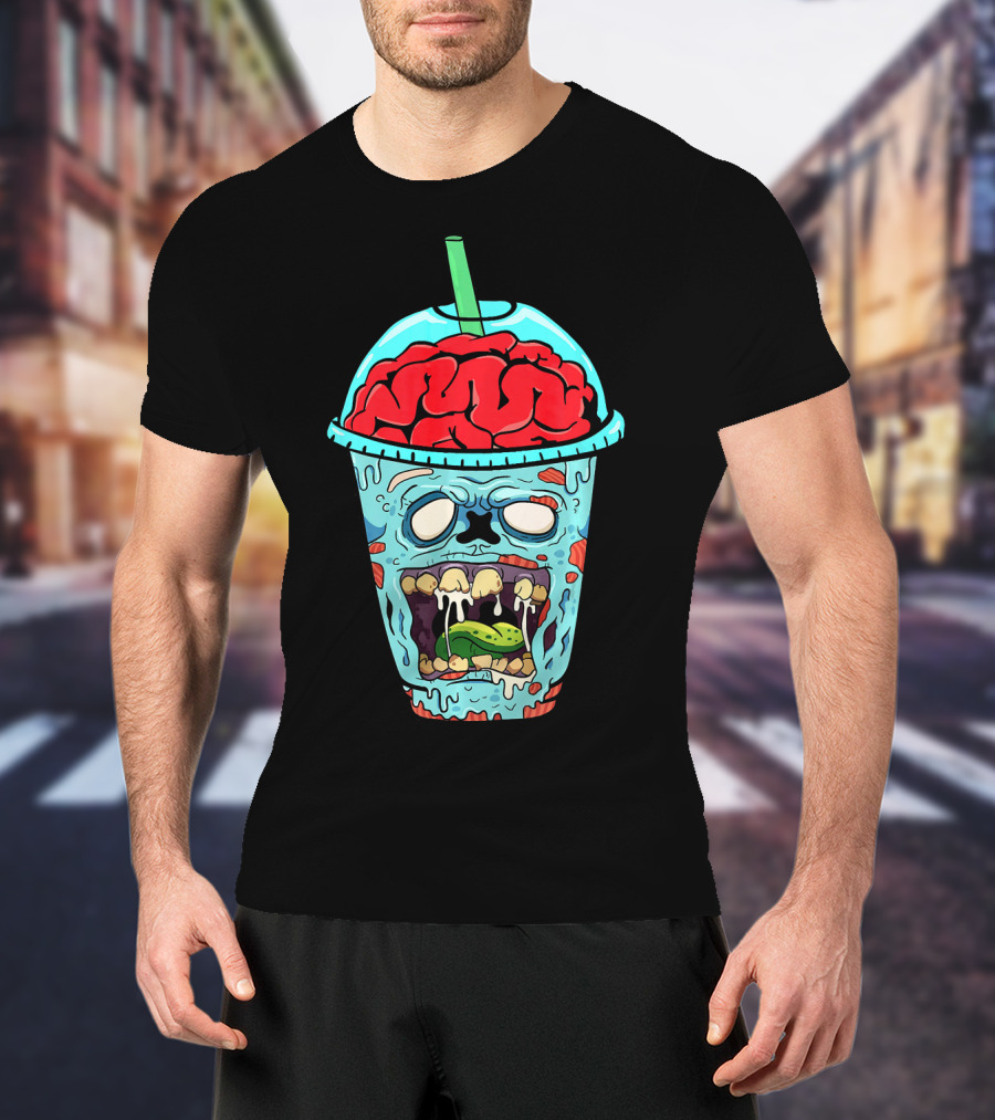 Zombie Apocalypse Brain Slushy Drink Horror T-Shirt