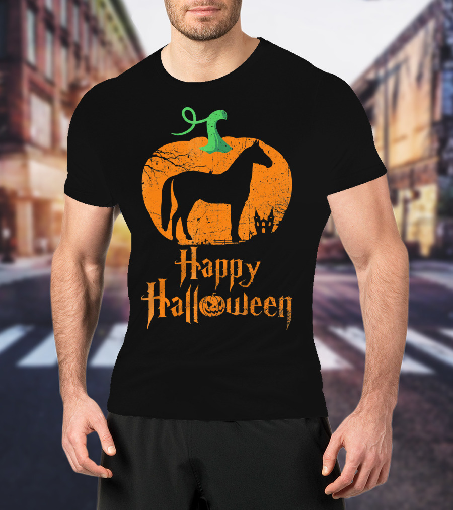 Happy Halloween Horse In Pumpkin T-Shirt