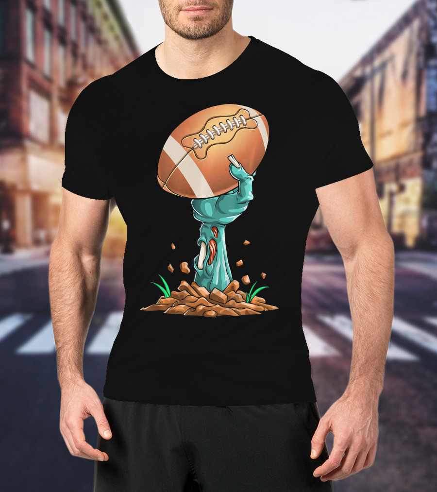 Zombie Hands Rising With Football Victory T-Shirt