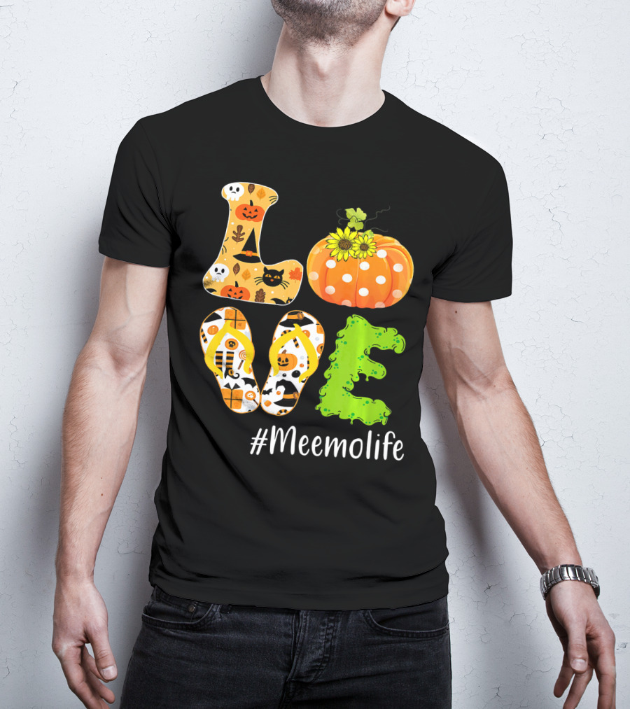 Love Meemolife Pumpkin Flip Flops Halloween T-Shirt