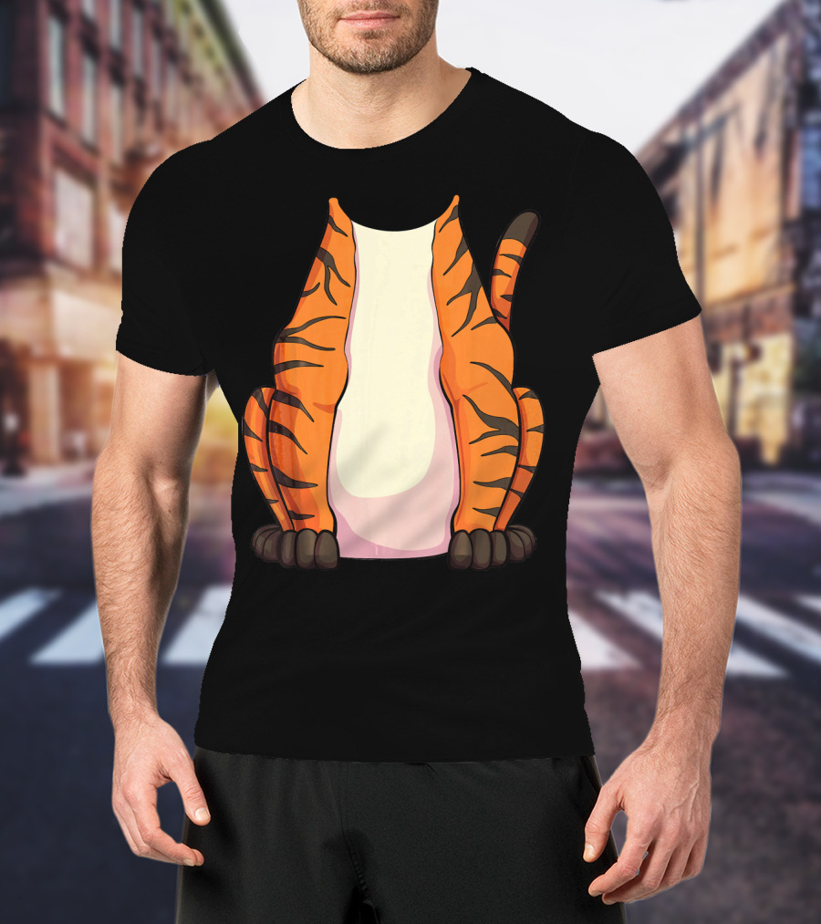 Tiger Costume For Halloween Tiger Stripes Tail T-Shirt