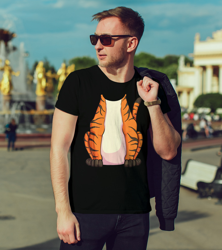 Tiger Costume For Halloween Tiger Stripes Tail T-Shirt