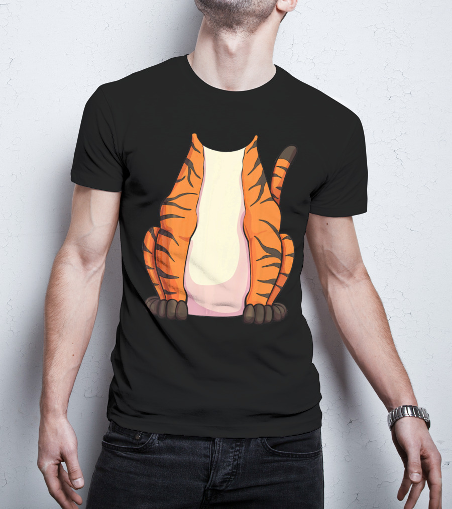 Tiger Costume For Halloween Tiger Stripes Tail T-Shirt