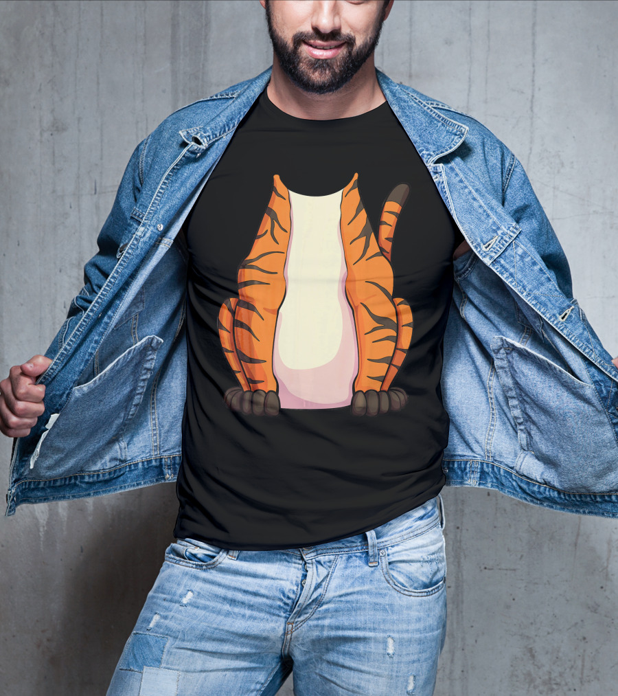 Tiger Costume For Halloween Tiger Stripes Tail T-Shirt