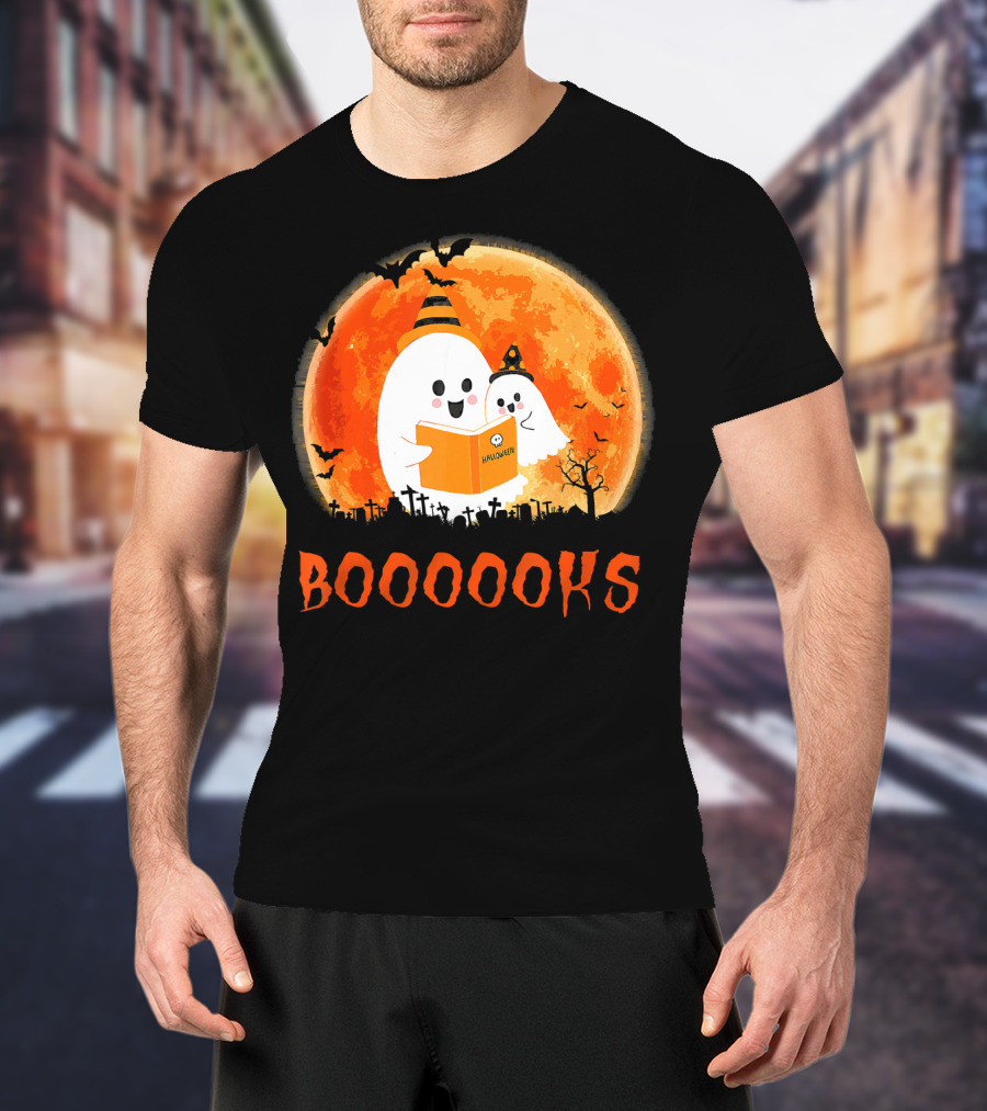 Halloween Ghosts Reading Booooooks With Funny Teacher T-Shirt