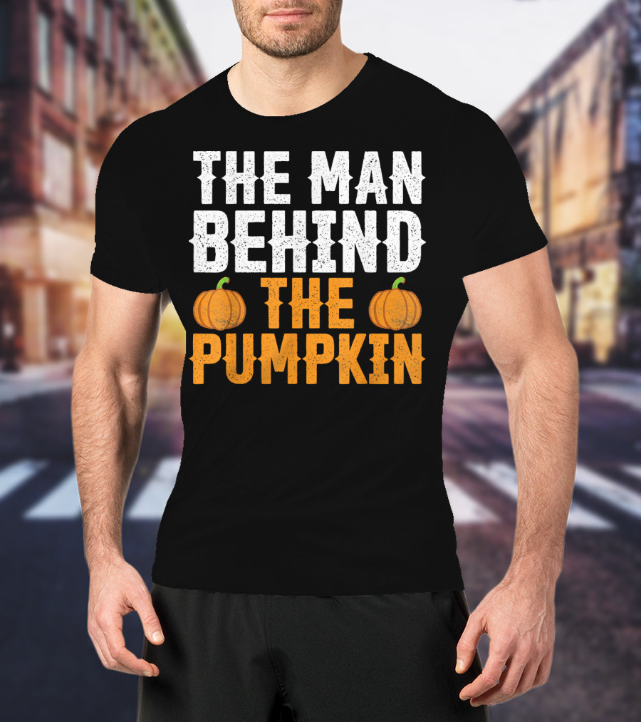 The Man Behind The Pumpkin Men's Funny Halloween Pregnancy Announcement T-Shirt