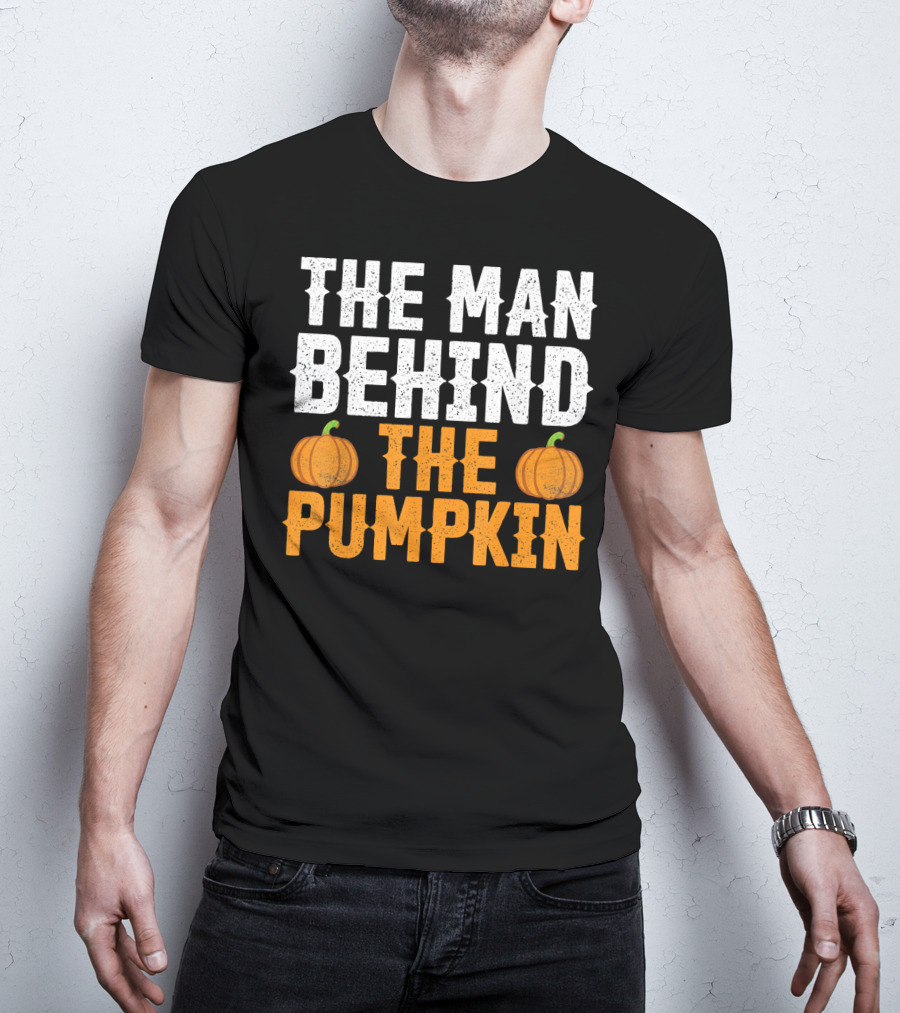 The Man Behind The Pumpkin Men's Funny Halloween Pregnancy Announcement T-Shirt