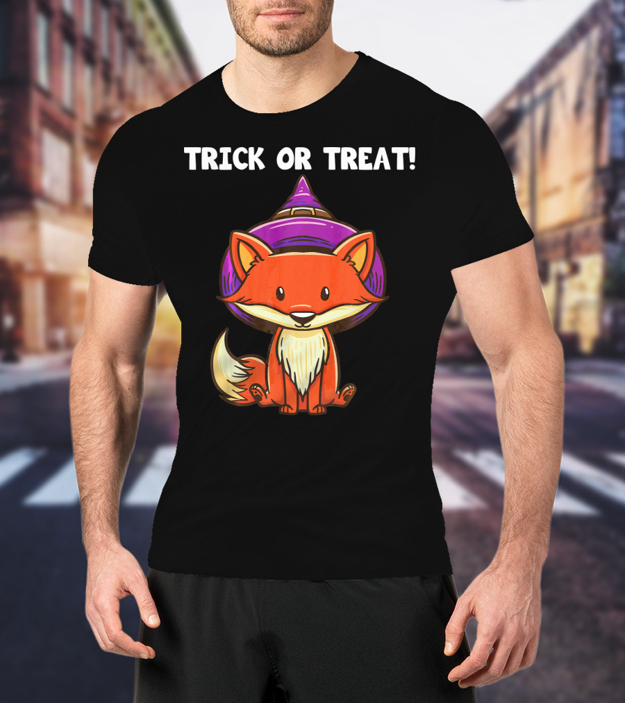 Trick Or Treat Witch Fox Halloween T-Shirt