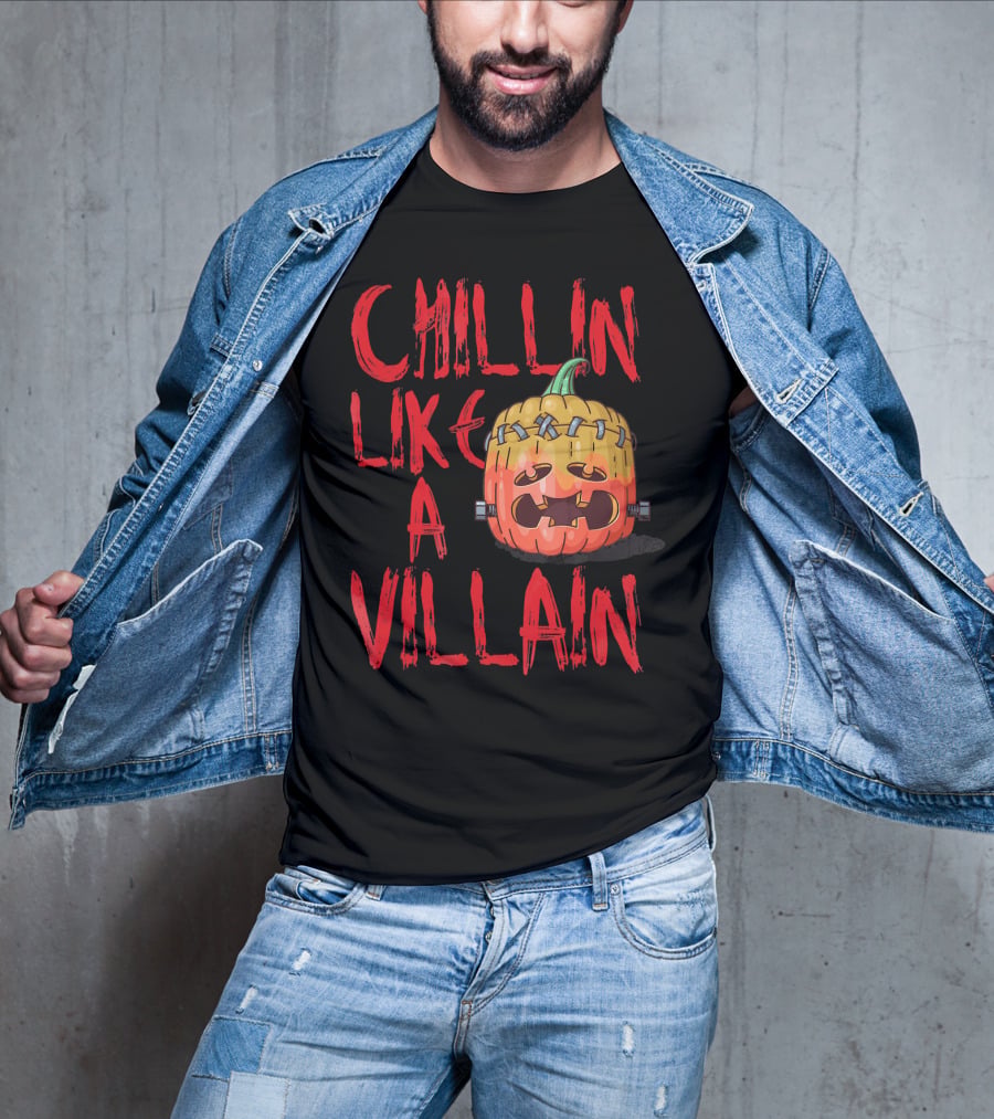 Chillin Like A Villain Pumpkin Halloween T-Shirt