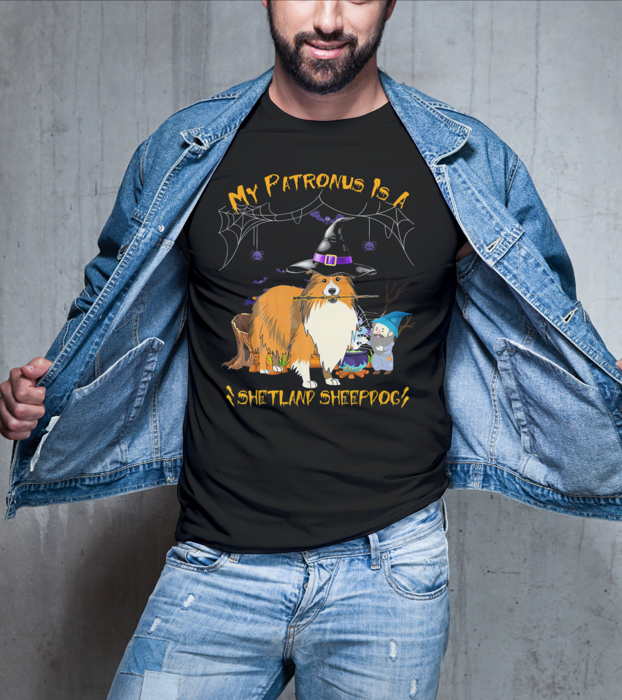 My Patronus Is A Shetland Sheepdog Halloween Witch Hat And Gnome T-Shirt